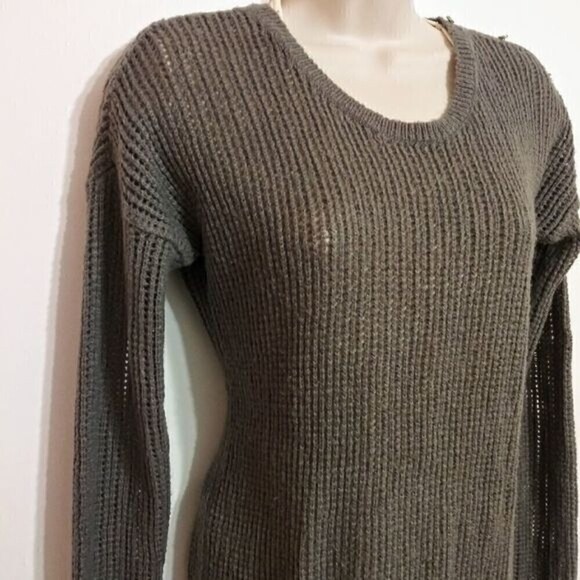 Gap Open Knit Scoop Neck Pullover Tunic Sweater Olive Green Small - Picture 2 of 11